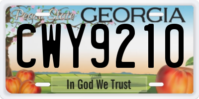 GA license plate CWY9210