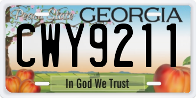 GA license plate CWY9211