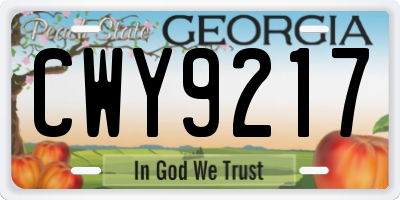GA license plate CWY9217