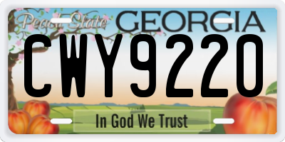 GA license plate CWY9220