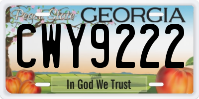 GA license plate CWY9222