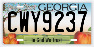 GA license plate CWY9237
