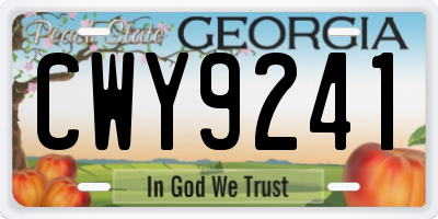 GA license plate CWY9241