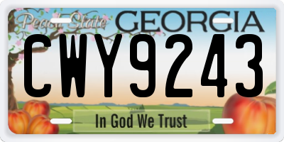 GA license plate CWY9243