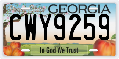 GA license plate CWY9259