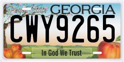 GA license plate CWY9265