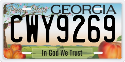 GA license plate CWY9269