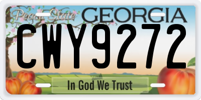 GA license plate CWY9272