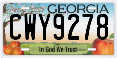 GA license plate CWY9278