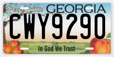 GA license plate CWY9290