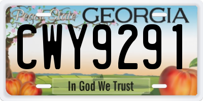GA license plate CWY9291