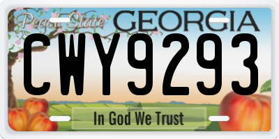 GA license plate CWY9293