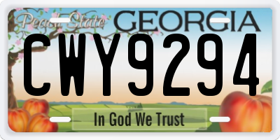GA license plate CWY9294