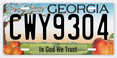 GA license plate CWY9304