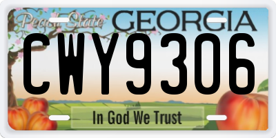 GA license plate CWY9306