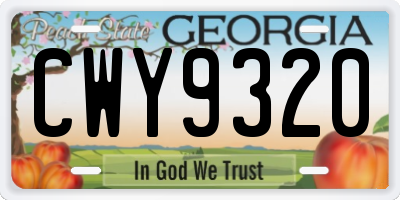 GA license plate CWY9320