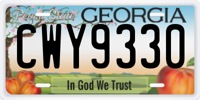 GA license plate CWY9330