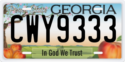GA license plate CWY9333