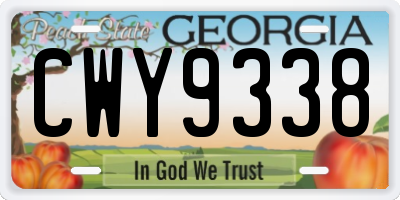 GA license plate CWY9338