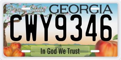 GA license plate CWY9346