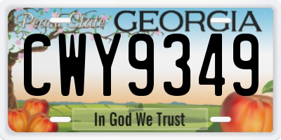 GA license plate CWY9349