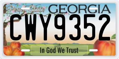 GA license plate CWY9352