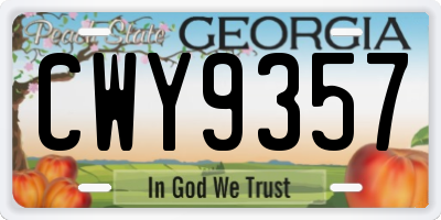 GA license plate CWY9357