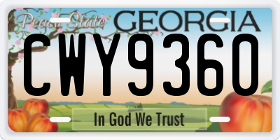 GA license plate CWY9360