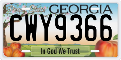 GA license plate CWY9366