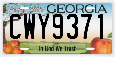 GA license plate CWY9371