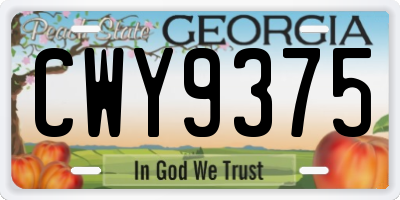 GA license plate CWY9375