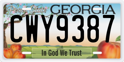 GA license plate CWY9387