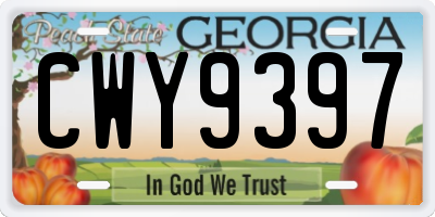 GA license plate CWY9397