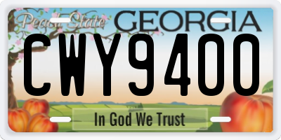 GA license plate CWY9400