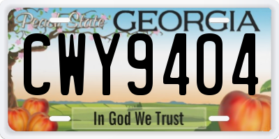GA license plate CWY9404