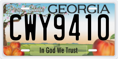 GA license plate CWY9410