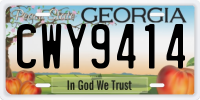 GA license plate CWY9414
