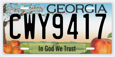 GA license plate CWY9417