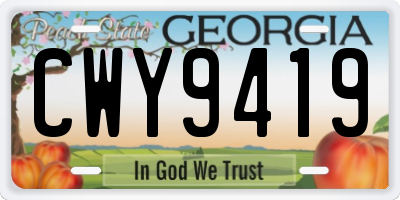 GA license plate CWY9419
