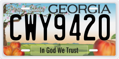 GA license plate CWY9420