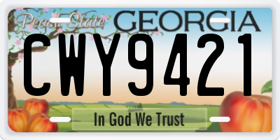 GA license plate CWY9421