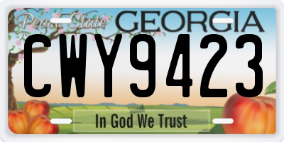 GA license plate CWY9423
