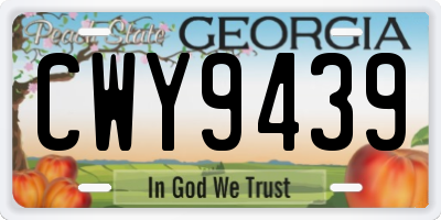 GA license plate CWY9439