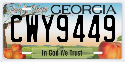 GA license plate CWY9449