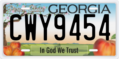GA license plate CWY9454