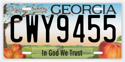 GA license plate CWY9455