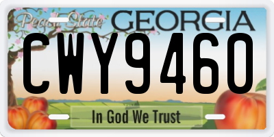 GA license plate CWY9460