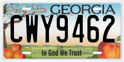 GA license plate CWY9462