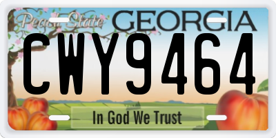 GA license plate CWY9464