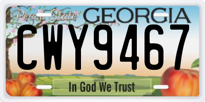GA license plate CWY9467